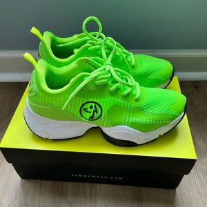 Lime green Zumba Fitness original air stomp classic sneakers.